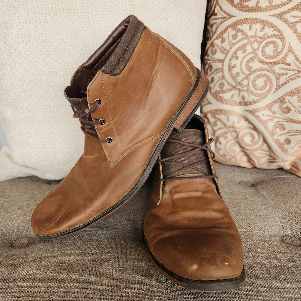 Parker And Sky Men's Tan Leather Chukka Dress Shoes 10